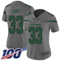 Nike New York Jets #33 Jamal Adams Gray Women's Stitched NFL Limited Inverted Legend 100th Season Jersey
