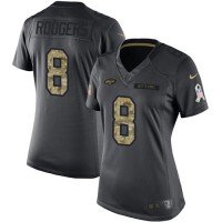 Nike New York Jets #8 Aaron Rodgers Black Women's Stitched NFL Limited 2016 Salute to Service Jersey