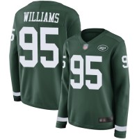 Nike New York Jets #95 Quinnen Williams Green Team Color Women's Stitched NFL Limited Therma Long Sleeve Jersey