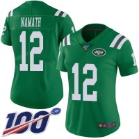 Nike New York Jets #12 Joe Namath Green Women's Stitched NFL Limited Rush 100th Season Jersey