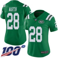 Nike New York Jets #28 Curtis Martin Green Women's Stitched NFL Limited Rush 100th Season Jersey