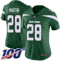 Nike New York Jets #28 Curtis Martin Green Team Color Women's Stitched NFL 100th Season Vapor Limited Jersey