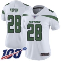 Nike New York Jets #28 Curtis Martin White Women's Stitched NFL 100th Season Vapor Limited Jersey
