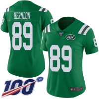 Nike New York Jets #89 Chris Herndon Green Women's Stitched NFL Limited Rush 100th Season Jersey