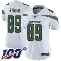 Nike New York Jets #89 Chris Herndon White Women's Stitched NFL 100th Season Vapor Limited Jersey