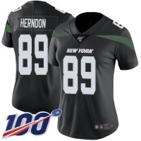 Nike New York Jets #89 Chris Herndon Black Alternate Women's Stitched NFL 100th Season Vapor Limited Jersey