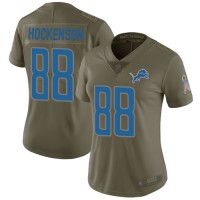 Nike Detroit Lions #88 T.J. Hockenson Olive Women's Stitched NFL Limited 2017 Salute to Service Jersey