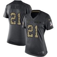 Nike Detroit Lions #21 Tracy Walker Black Women's Stitched NFL Limited 2016 Salute to Service Jersey
