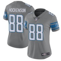 Nike Detroit Lions #88 T.J. Hockenson Gray Women's Stitched NFL Limited Rush Jersey