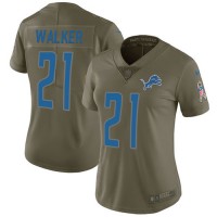 Nike Detroit Lions #21 Tracy Walker Olive Women's Stitched NFL Limited 2017 Salute to Service Jersey