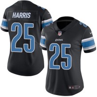 Nike Detroit Lions #25 Will Harris Black Women's Stitched NFL Limited Rush Jersey
