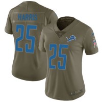 Nike Detroit Lions #25 Will Harris Olive Women's Stitched NFL Limited 2017 Salute to Service Jersey