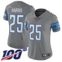 Nike Detroit Lions #25 Will Harris Gray Women's Stitched NFL Limited Rush 100th Season Jersey