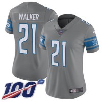 Nike Detroit Lions #21 Tracy Walker Gray Women's Stitched NFL Limited Rush 100th Season Jersey