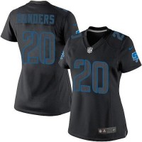 Nike Detroit Lions #20 Barry Sanders Black Impact Women's Stitched NFL Limited Jersey