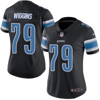 Nike Detroit Lions #79 Kenny Wiggins Black Women's Stitched NFL Limited Rush Jersey