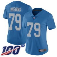 Nike Detroit Lions #79 Kenny Wiggins Blue Throwback Women's Stitched NFL 100th Season Vapor Untouchable Limited Jersey