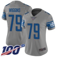 Nike Detroit Lions #79 Kenny Wiggins Gray Women's Stitched NFL Limited Inverted Legend 100th Season Jersey