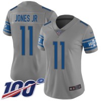 Nike Detroit Lions #11 Marvin Jones Jr Gray Women's Stitched NFL Limited Inverted Legend 100th Season Jersey