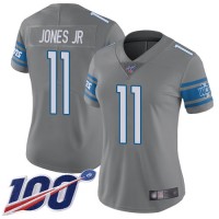 Nike Detroit Lions #11 Marvin Jones Jr Gray Women's Stitched NFL Limited Rush 100th Season Jersey