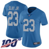 Nike Detroit Lions #23 Darius Slay Jr Blue Throwback Women's Stitched NFL 100th Season Vapor Limited Jersey