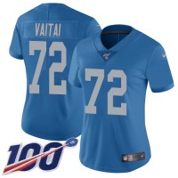 Nike Detroit Lions #72 Halapoulivaati Vaitai Blue Throwback Women's Stitched NFL 100th Season Vapor Untouchable Limited Jersey