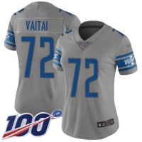 Nike Detroit Lions #72 Halapoulivaati Vaitai Gray Women's Stitched NFL Limited Inverted Legend 100th Season Jersey