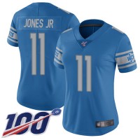 Nike Detroit Lions #11 Marvin Jones Jr Blue Team Color Women's Stitched NFL 100th Season Vapor Limited Jersey