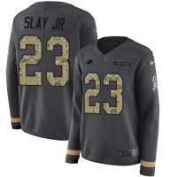 Nike Detroit Lions #23 Darius Slay Jr Anthracite Salute to Service Women's Stitched NFL Limited Therma Long Sleeve Jersey