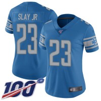 Nike Detroit Lions #23 Darius Slay Jr Blue Team Color Women's Stitched NFL 100th Season Vapor Limited Jersey