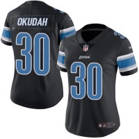 Nike Detroit Lions #30 Jeff Okudah Black Women's Stitched NFL Limited Rush Jersey
