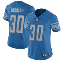 Nike Detroit Lions #30 Jeff Okudah Blue Team Color Women's Stitched NFL Vapor Untouchable Limited Jersey