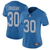 Nike Detroit Lions #30 Jeff Okudah Blue Throwback Women's Stitched NFL Vapor Untouchable Limited Jersey