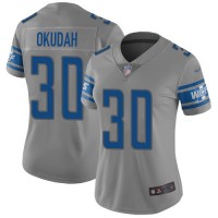 Nike Detroit Lions #30 Jeff Okudah Gray Women's Stitched NFL Limited Inverted Legend Jersey