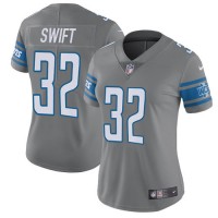 Nike Detroit Lions #32 D'Andre Swift Gray Women's Stitched NFL Limited Rush Jersey