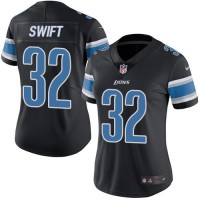 Nike Detroit Lions #32 D'Andre Swift Black Women's Stitched NFL Limited Rush Jersey