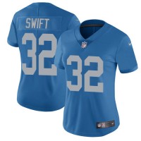 Nike Detroit Lions #32 D'Andre Swift Blue Throwback Women's Stitched NFL Vapor Untouchable Limited Jersey