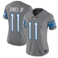 Nike Detroit Lions #11 Marvin Jones Jr Gray Women's Stitched NFL Limited Rush Jersey