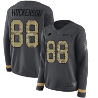 Nike Detroit Lions #88 T.J. Hockenson Anthracite Salute to Service Women's Stitched NFL Limited Therma Long Sleeve Jersey
