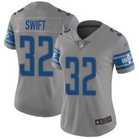 Nike Detroit Lions #32 D'Andre Swift Gray Women's Stitched NFL Limited Inverted Legend Jersey