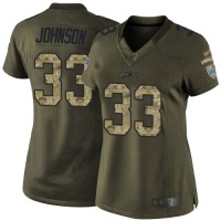 Nike Detroit Lions #33 Kerryon Johnson Green Women's Stitched NFL Limited 2015 Salute to Service Jersey