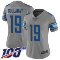 Nike Detroit Lions #19 Kenny Golladay Gray Women's Stitched NFL Limited Inverted Legend 100th Season Jersey