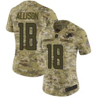 Nike Detroit Lions #18 Geronimo Allison Camo Women's Stitched NFL Limited 2018 Salute To Service Jersey