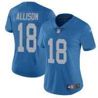 Nike Detroit Lions #18 Geronimo Allison Blue Throwback Women's Stitched NFL Vapor Untouchable Limited Jersey