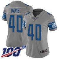 Nike Detroit Lions #40 Jarrad Davis Gray Women's Stitched NFL Limited Inverted Legend 100th Season Jersey