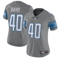 Nike Detroit Lions #40 Jarrad Davis Gray Women's Stitched NFL Limited Rush Jersey