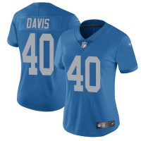 Nike Detroit Lions #40 Jarrad Davis Blue Throwback Women's Stitched NFL Vapor Untouchable Limited Jersey