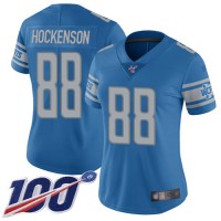 Nike Detroit Lions #88 T.J. Hockenson Blue Team Color Women's Stitched NFL 100th Season Vapor Limited Jersey
