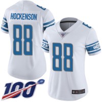 Nike Detroit Lions #88 T.J. Hockenson White Women's Stitched NFL 100th Season Vapor Limited Jersey