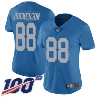 Nike Detroit Lions #88 T.J. Hockenson Blue Throwback Women's Stitched NFL 100th Season Vapor Limited Jersey